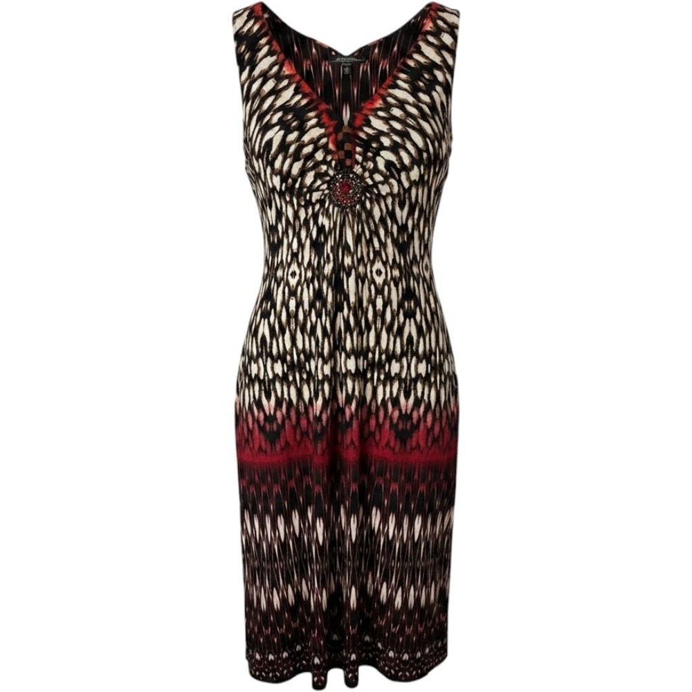 R&M Richards Multi-Color Maxi Dress with Beaded Accent Size 18 W Made In USA‎